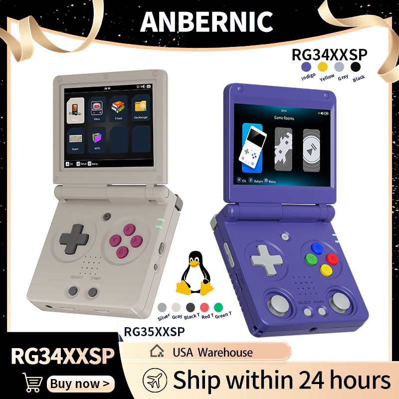 Gaming Console Retro Handheld - Anbernic RG34XXSP RG35XXSP Flipคอนโซลเกมมือถือหน้าจอIPS Linux 64