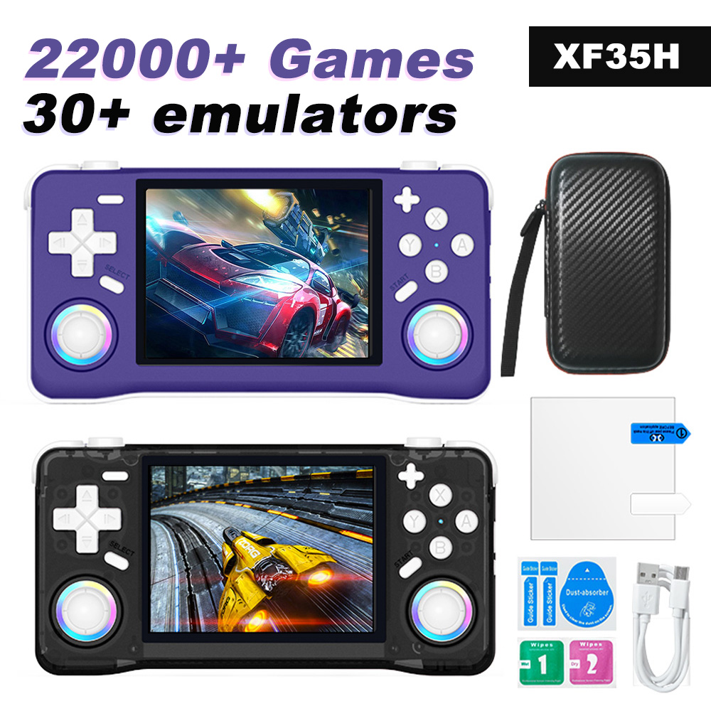 Gaming Console Type - XF35H เครื่องเล่นเกมพกพาขนาดเล็กสไตล์เรโทร หน้าจอขนาด 3.5 นิ้วแบบเต็มจอ พร้อมไฟ