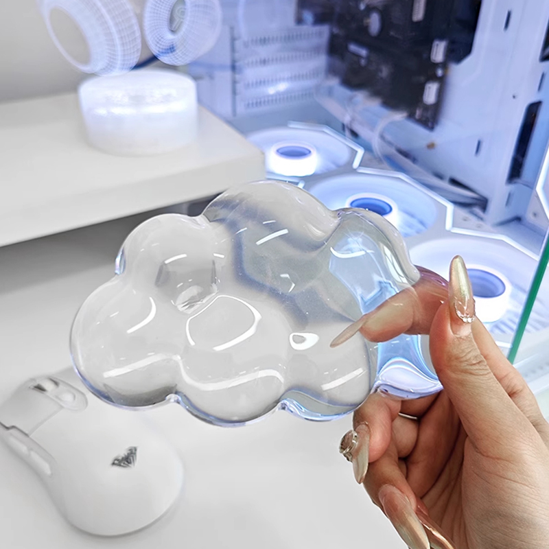 Gaming Console Cloud - มือสนับสนุนโปร่งใส Blue Cloud สร้อยข้อมือยางซิลิโคนปาล์มความเครียด Mousepad Gamer
