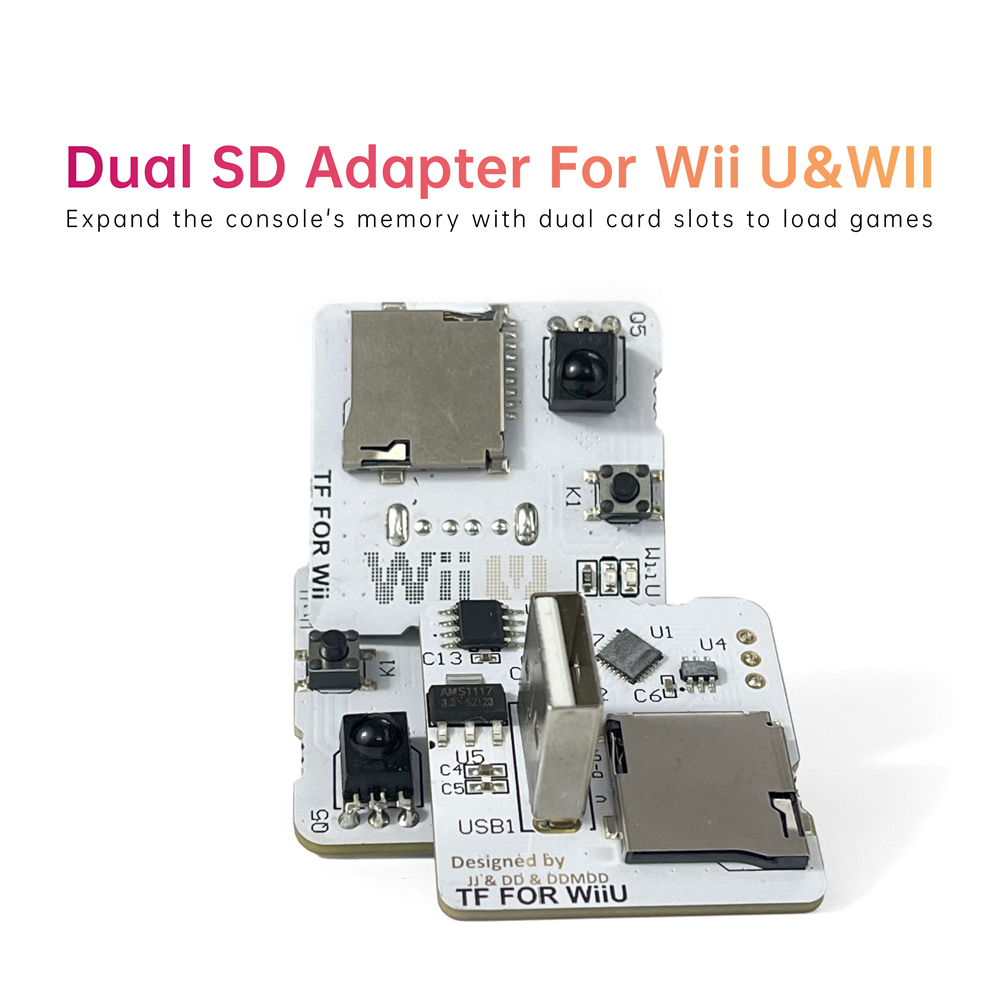 Gaming Console Mini - อะแดปเตอร์ขยายช่องใส่การ์ด SD สองช่อง สำหรับ Wii U