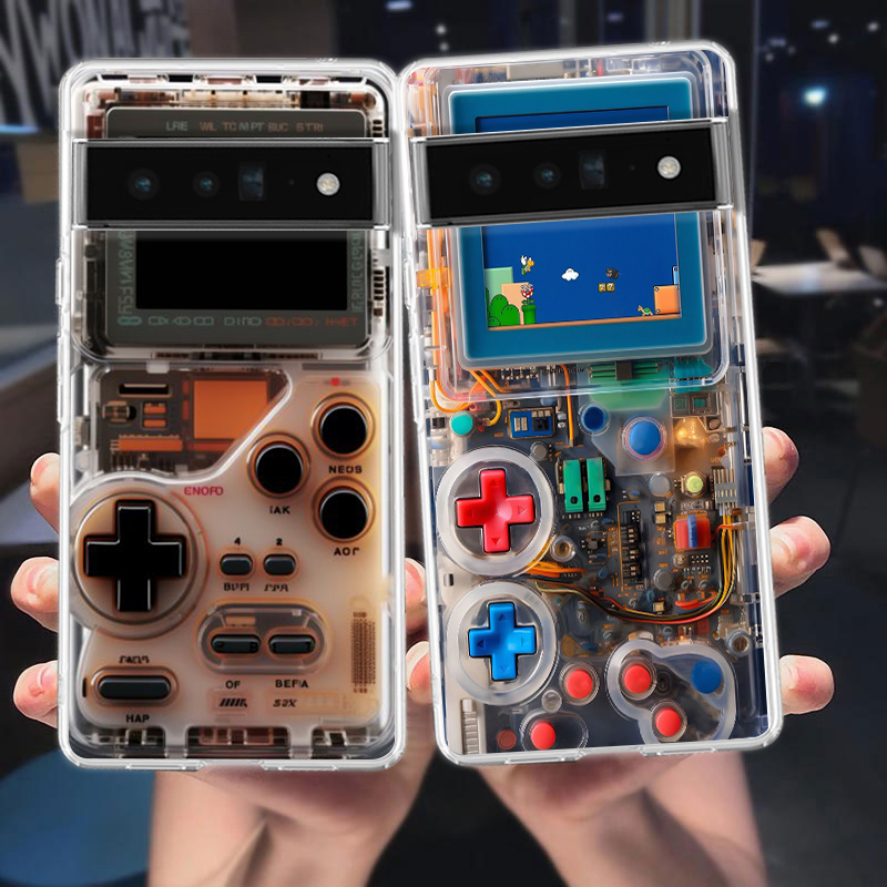 Gaming Console Phone - เคสโทรศัพท์สําหรับ Google Pixel 9,8,7,6,5,4,4XL,7A,6A,5A,4A,3A,Pro,XL,5G โปร่งใส Soft