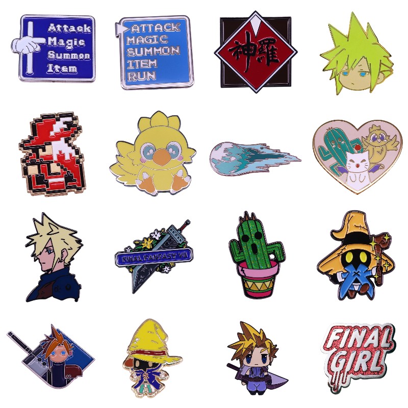 Gaming Console Cloud - คุณภาพดีเยี่ยมเกมEnamel Pin Cloud Strife BusterดาบดาวตกChocoboสีแดงMage Vivi