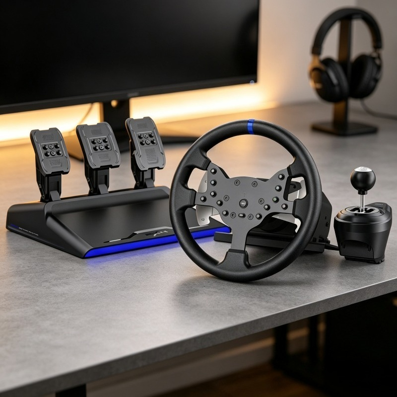 Steering Wheel Gaming - พวงมาลัยเกมมิ่ง V99 3.2Nm Force Feedback สำหรับจำลองการแข่งรถ