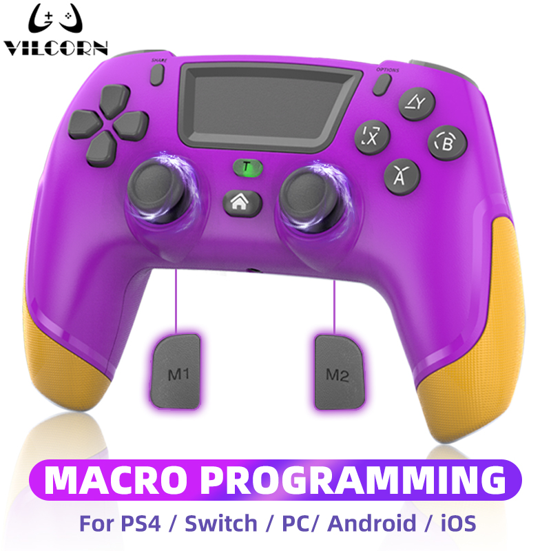 Gaming Console Phone - คอนโทรลเลอร์เกมไร้สายสำหรับพีซีพร้อมเกมแพดที่ตั้งโปรแกรมมาโครได้สำหรับคอนโซล PS4/PS3 โทรศัพท์มือถือแอนดรอยด์จอยสติ๊กเกมสตีม