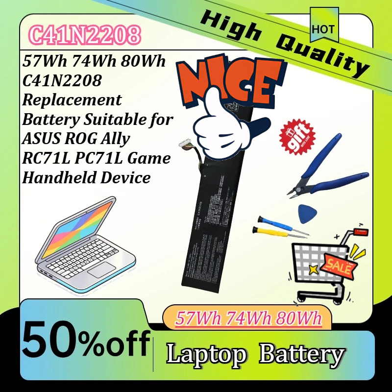 Gaming Console Asus Rog - C41N2208 80Wh/74Wh/57Wh แบตเตอรี่สำหรับเล่นเกมสำหรับเอซุส ROG อัลลี่เกมมิ่งแฮนด์เฮลด์ซีรีส์ RC71L