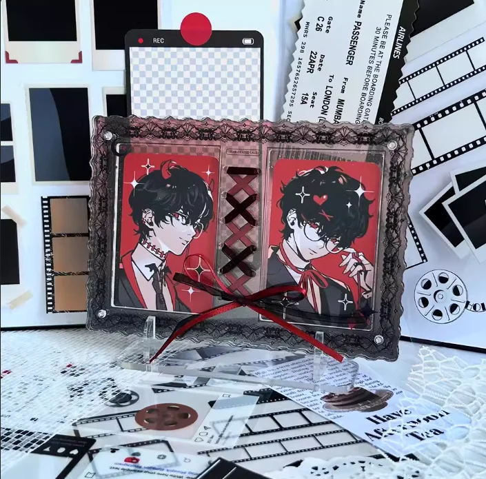 Gaming Card Holder - ริบบิ้นลูกไม้GradientอะคริลิคกรอบMini Photocardผู้ถือขาตั้งจอแสดงผลอิฐการ์ดเกมญี่ปุ่นอะนิเมะคอลเลกชันกรอบ