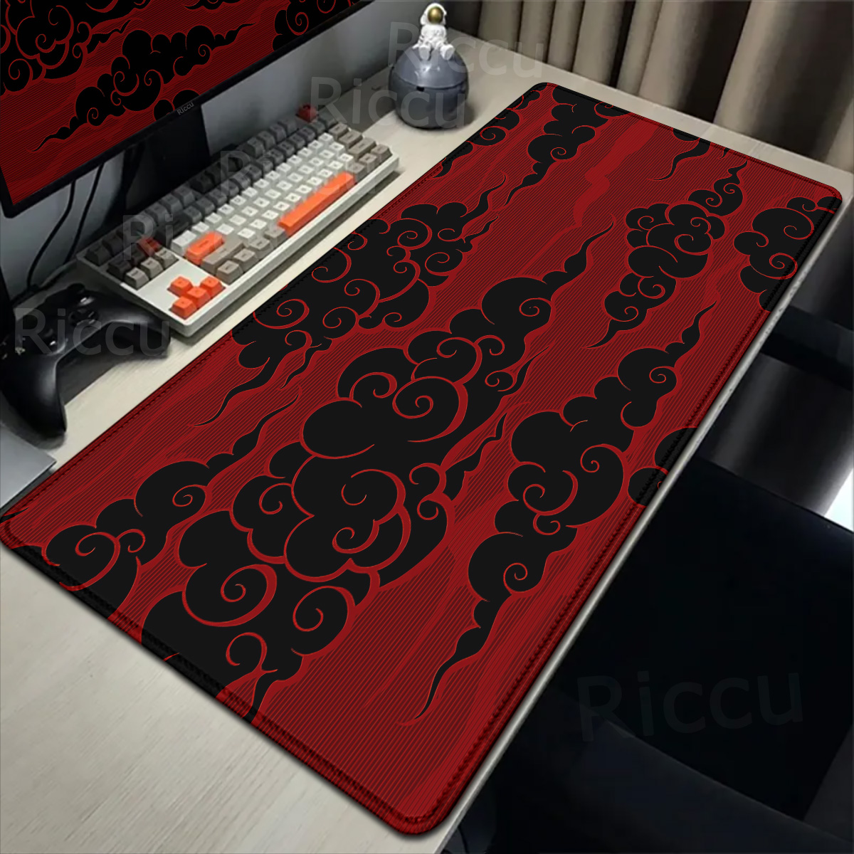 Gaming Console Cloud - ขนาดใหญ่ Red Cloud Gamer Mousepad ยางธรรมชาติล็อคขอบโต๊ะอุปกรณ์เสริมสําหรับเล่นเกม